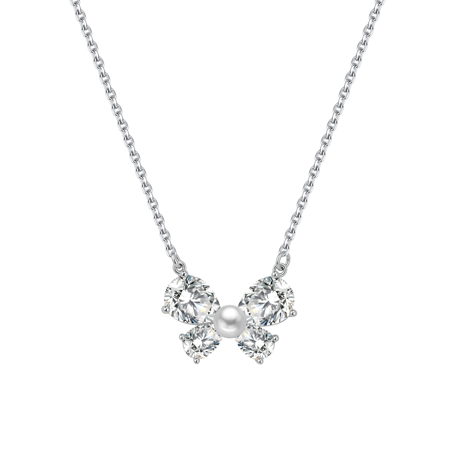 Wishful Butterfly Pendant Necklace (Drop Zircon)