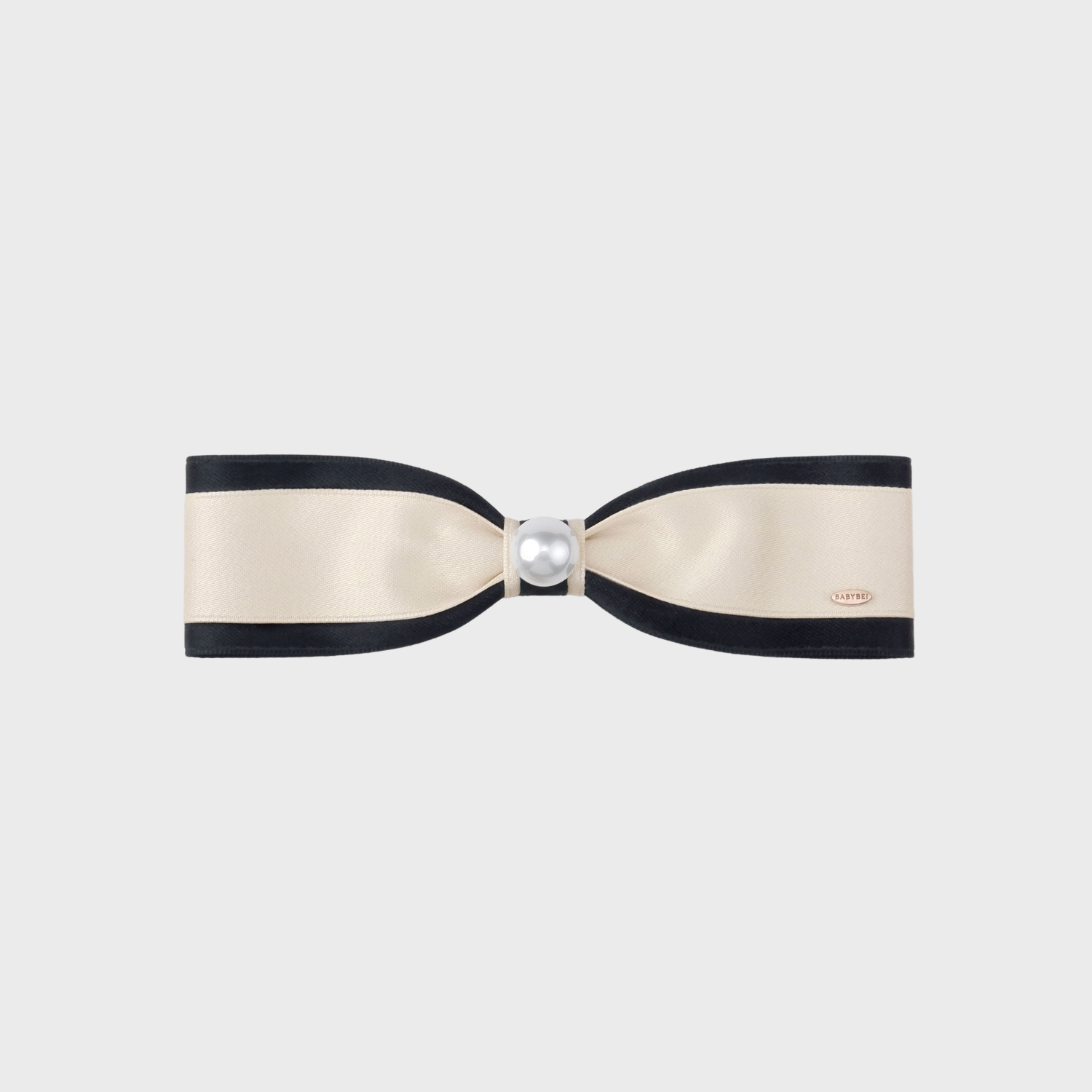 Ribbon Pearl Medium Hair Barrette (Color-blocked & 1 Bead)
