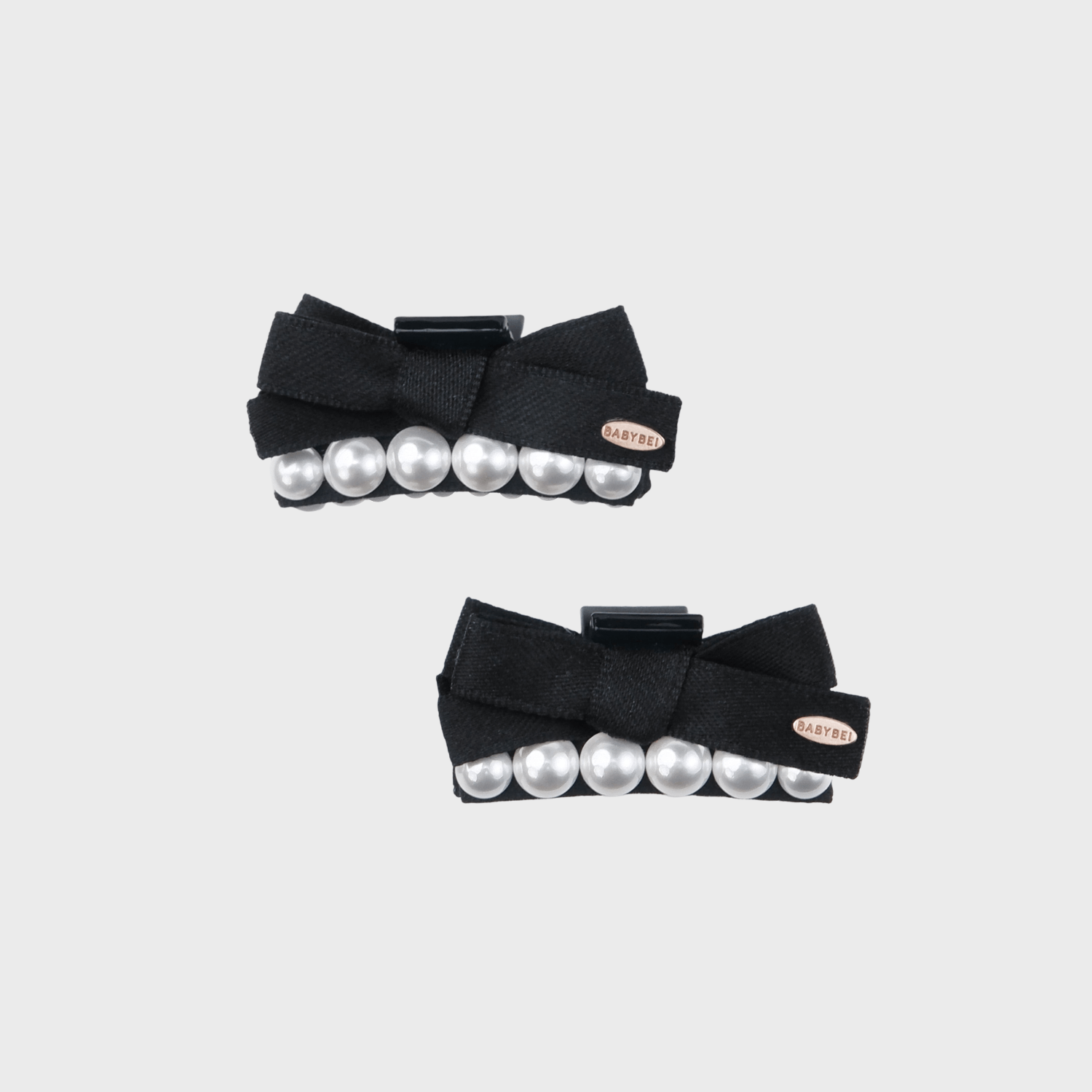 Ribbon Pearl Small Hair Claws (Bow & 6 Beads)