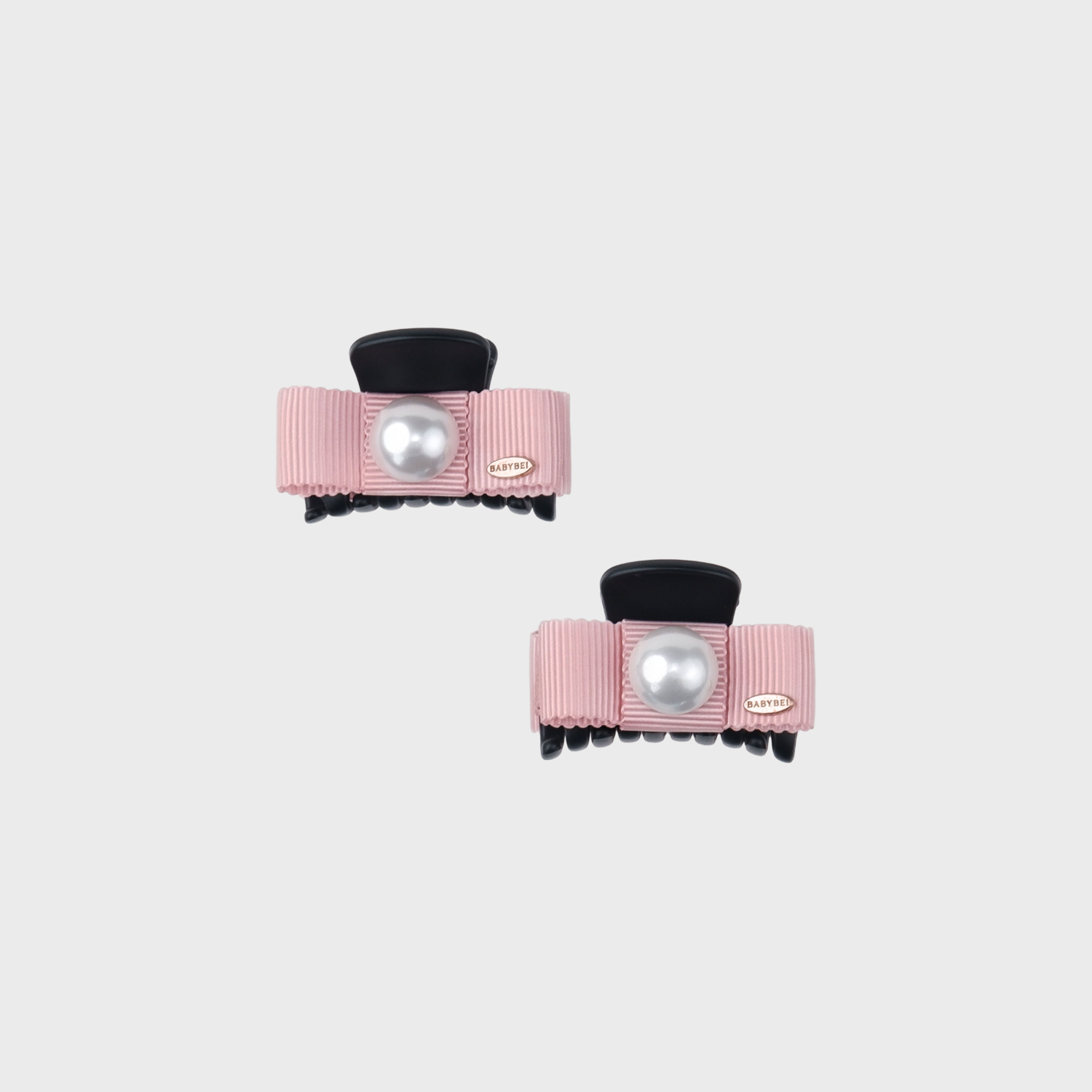 Ribbon Pearl Small Hair Claws (Straight Bow & 1 Bead)