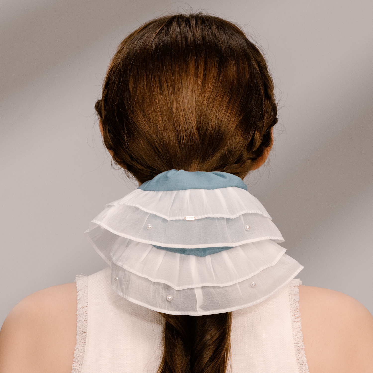 Suiting Pearl Extra Large Scrunchie (Organza & Scattered)