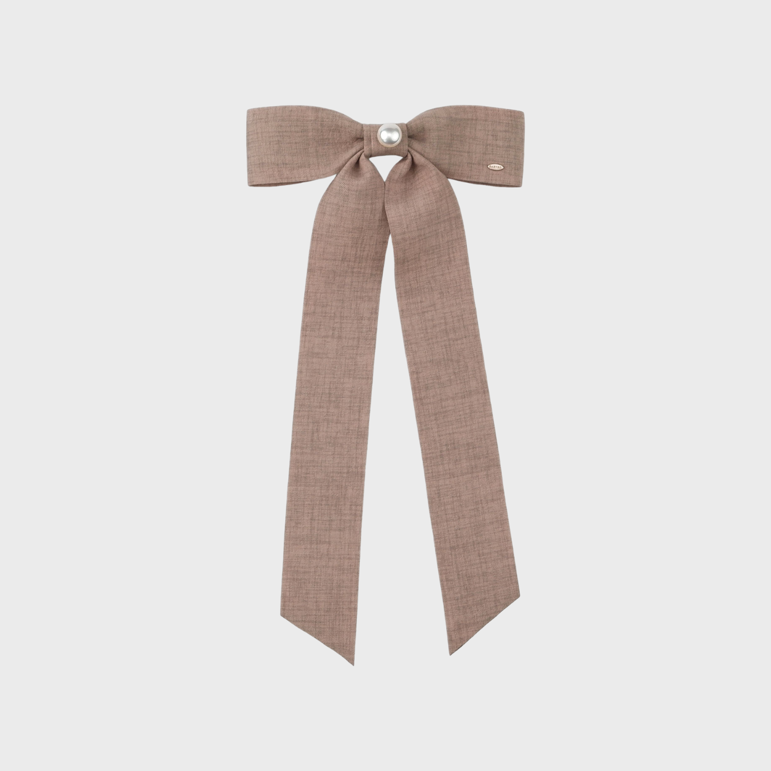 Suiting Pearl Medium Hair Barrette (Long Ribbon & 1 Bead)