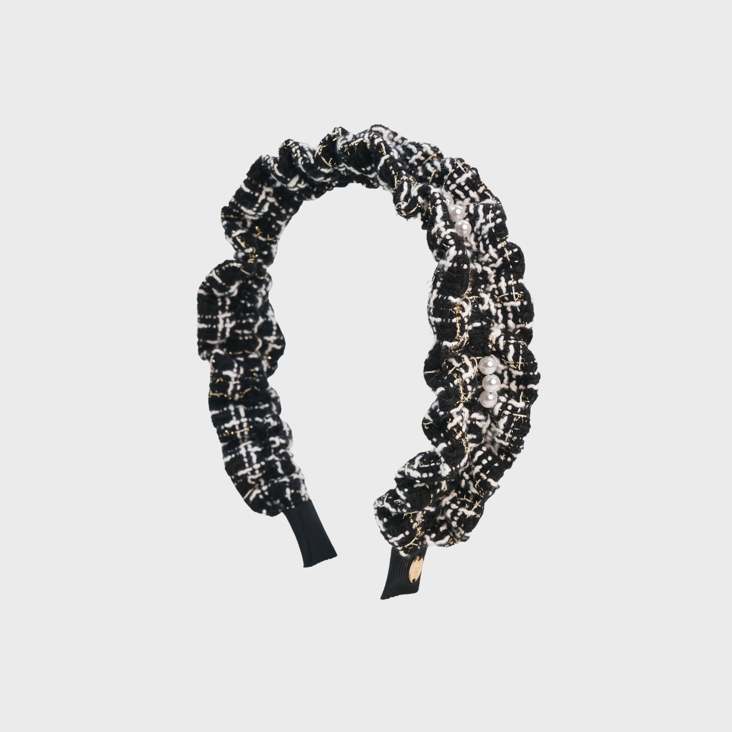 Tweed Pearl Extra Wide Headband (Spaced & 3 Beads)