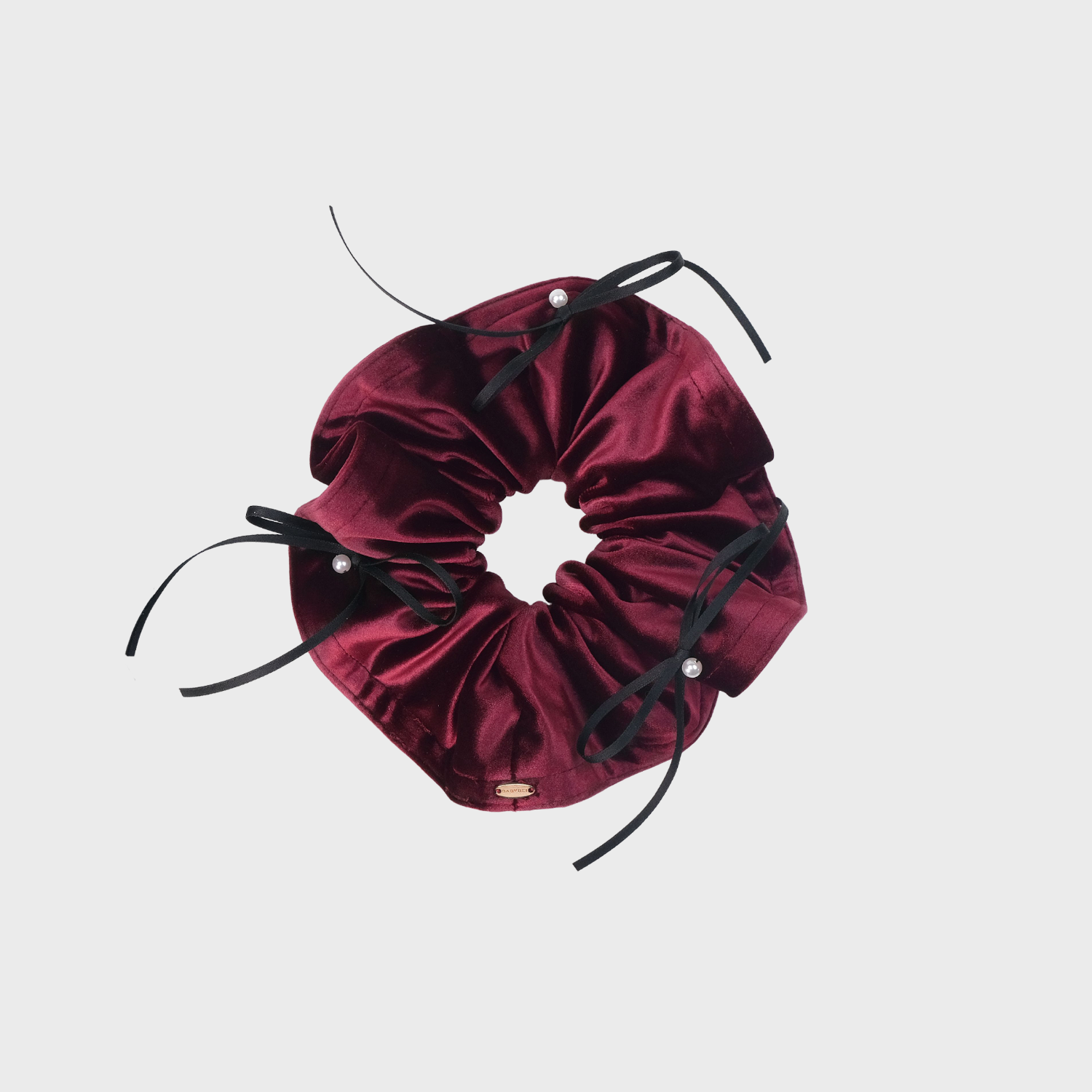 絨絨珍珠大腸髮圈（三蝴蝶三珠）