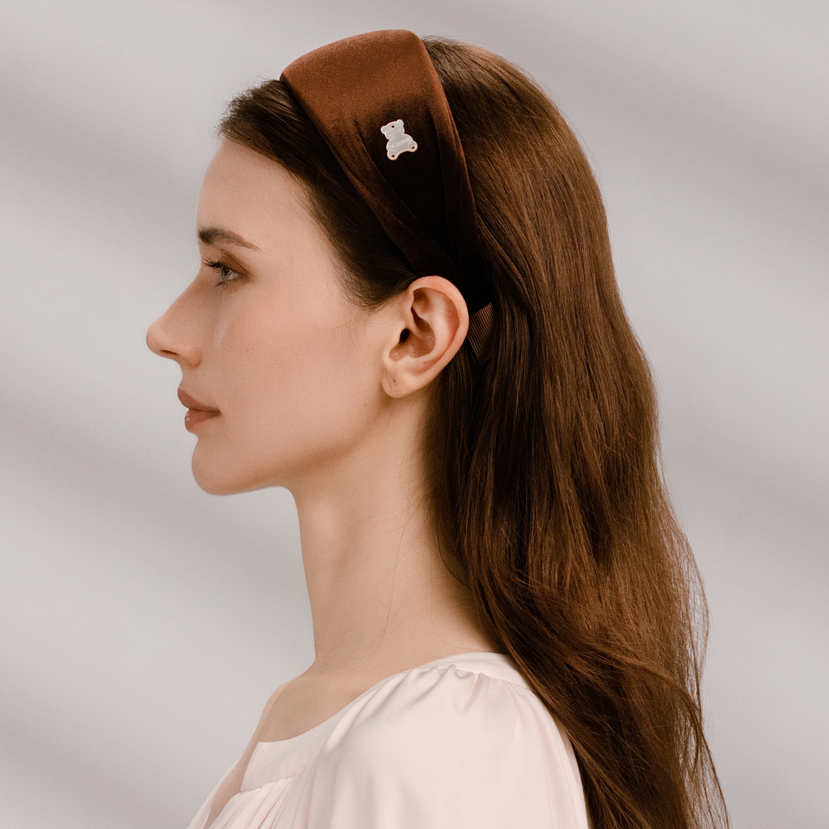 Velvet Shell Extra Wide Headband (Simple & Bear)