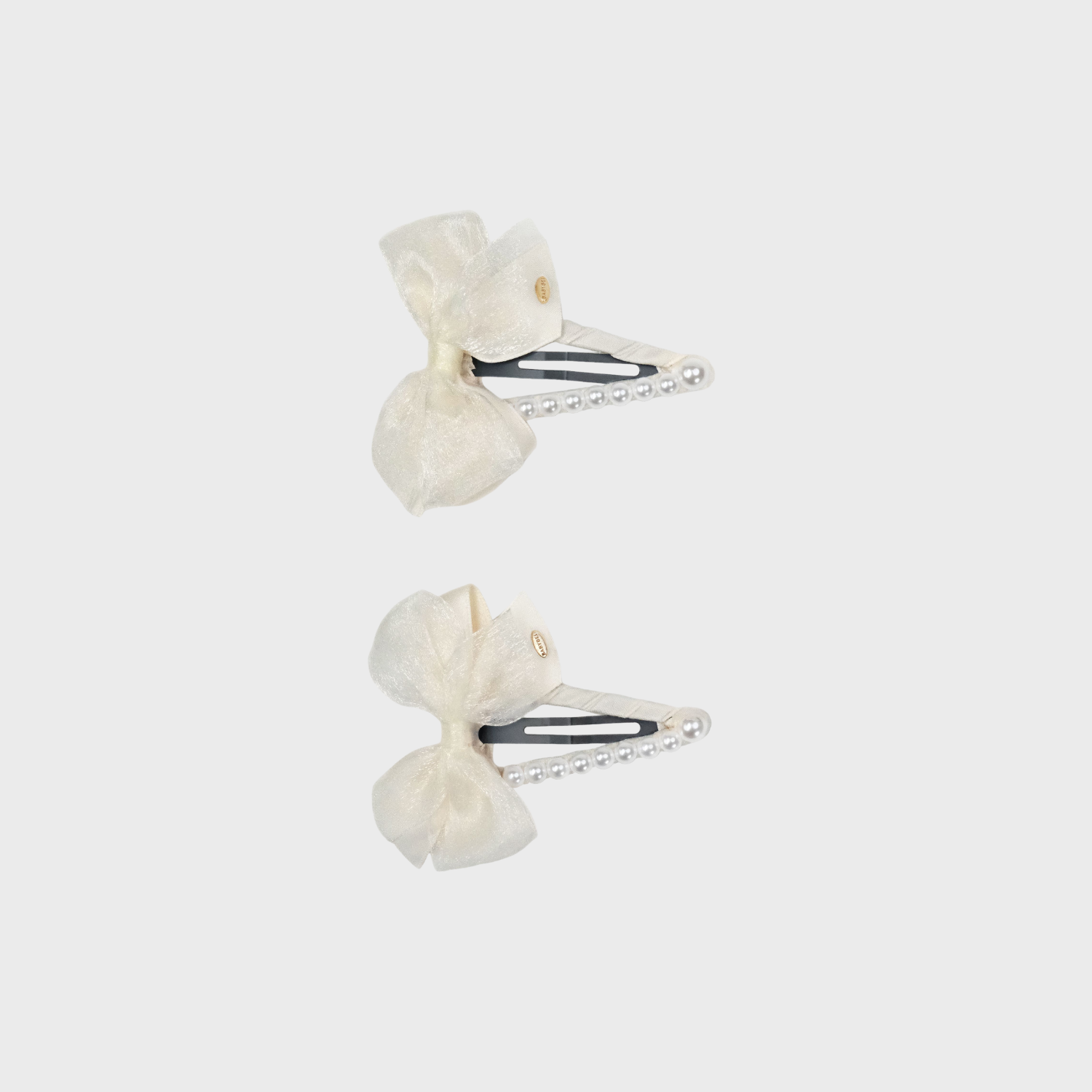 Organza Pearl Large Snap Clips (2 Layered Bow & Row)
